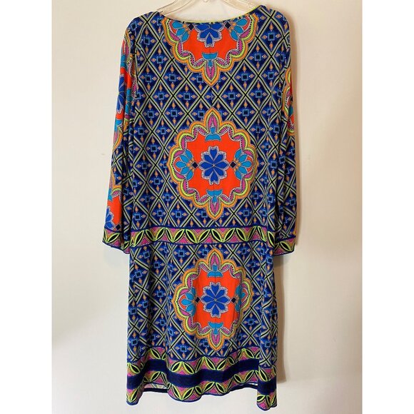 Laundry By Shelli Segal Geometric Floral Print Dress Multicolor Medium - Picture 2 of 10